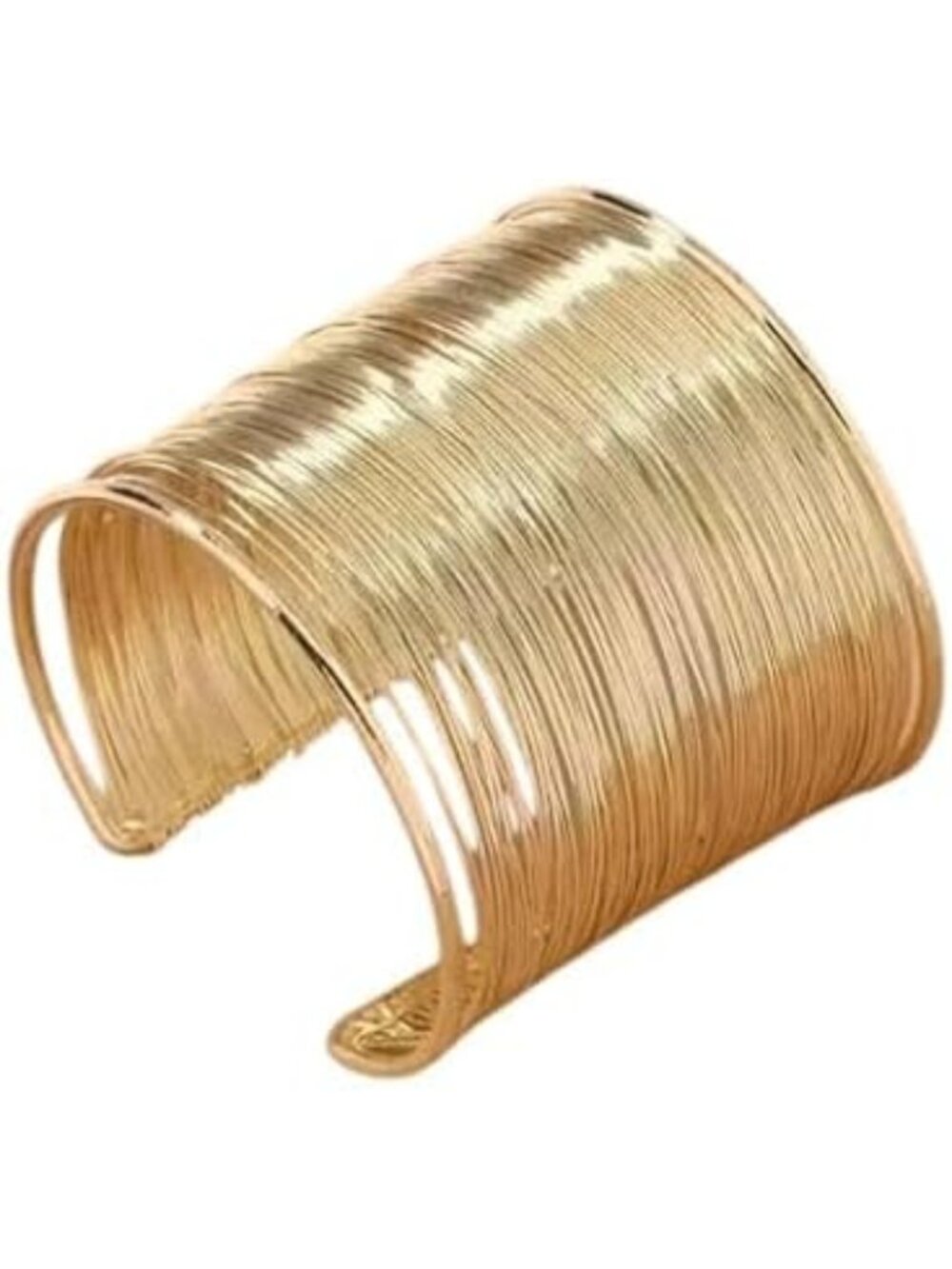 Stylish Wide Wire-Wrapped Gold Cuff Bracelet, Multi-Strand Open Design